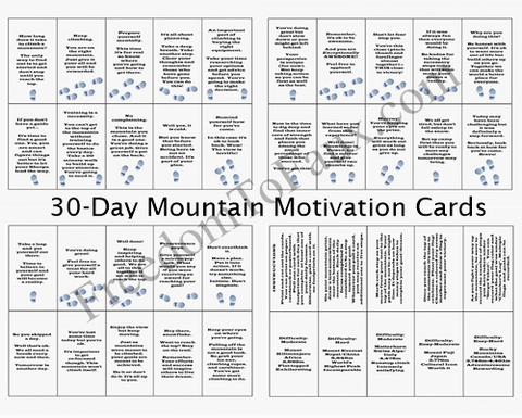 "30 Day Mountain Goal Motivational Cards"